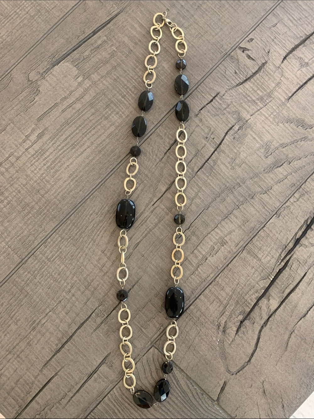 Ann Taylor Gold Chain Necklace with Brown Beads